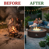 41''Round Fire Pit Table,50000 BTU Outdoor Propane Patio Fire Pit — Before & After